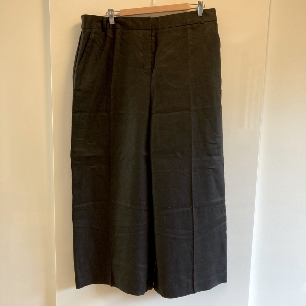 NWT High-waist wide leg black linen pants size XLT